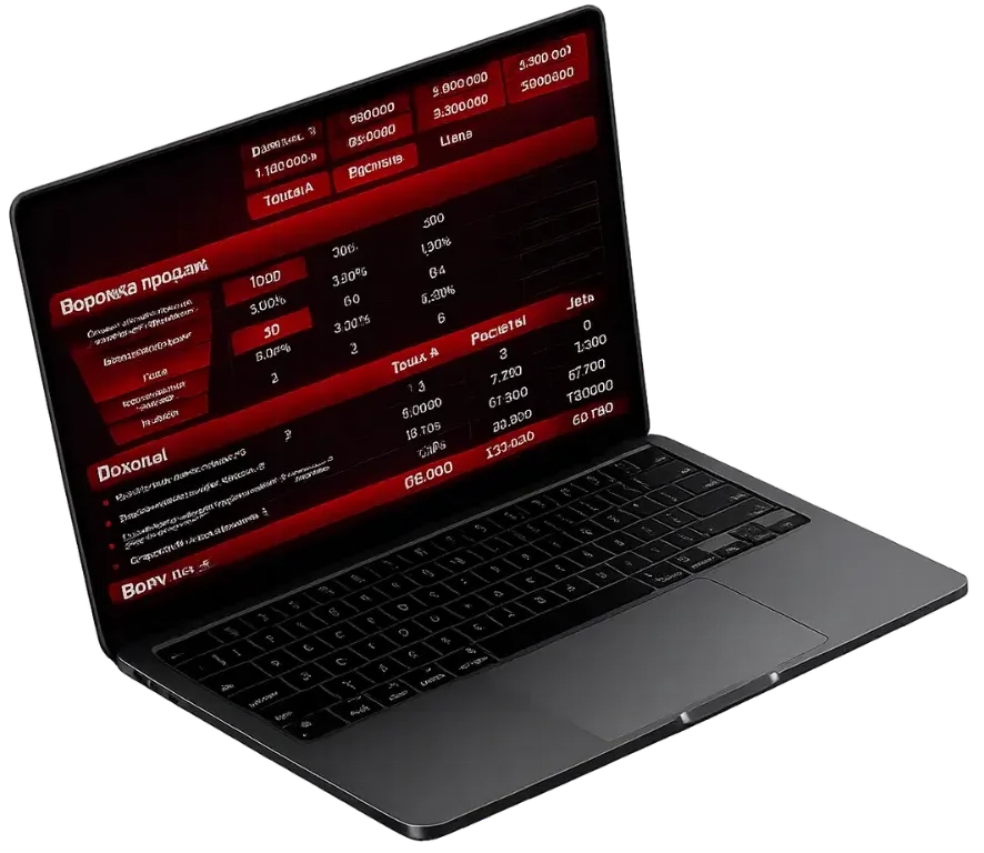 Таблица воронки продаж в маркетинге для расчёта выручки, конверсии и количества клиентов